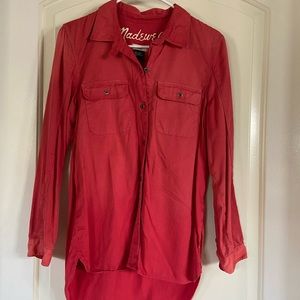 Madewell coral red button down